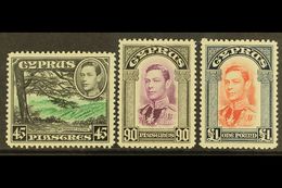 1938 KGVI Definitive Top Values, 45pi, 90pi And £1 (SG 161/63), Very Fine Never Hinged Mint. (3 Stamps) For More Images, - Other & Unclassified