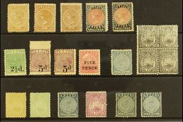 1881-99 FINE MINT SELECTION Presented On A Stock Card. Includes 1881-99 1s Range Of Three Different Perfs, 1882 5s X2, 1 - Fidji (...-1970)