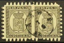 1871 10p Black/buff, Wove Paper, Type III Serpentine Roulette, SG 59, Fine Cds Used Intact Pair, Right Hand Stamp With 2 - Otros & Sin Clasificación