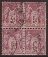 1877-80 5fr Violet On Lilac, Yv 95, A Used BLOCK OF FOUR, Some Rubbing To Two Of The Stamps, But Otherwise Sound And Int - Autres & Non Classés