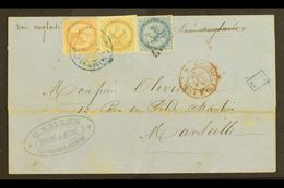 GUADELOUPE 1866 70c Rate "Eagle" Cover From Pointe A Pitre To Marseille Franked 10c Bistre, 20c Blue And 40c Orange Tied - Andere & Zonder Classificatie