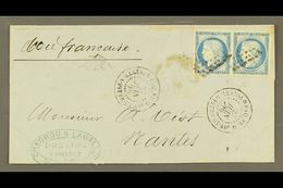 GUADELOUPE 1876 50c Double Rate Cover  (missing Flap) To France Franked 25c Ceres (2) Tied By Dumb Lozenge Cancel With 2 - Andere & Zonder Classificatie