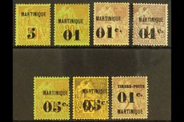 MARTINIQUE 1886-1891 Surcharges All Different Mint Range Including 1886 "5" On 20c, Yvert 1. Fresh! (7 Stamps) For More  - Sonstige & Ohne Zuordnung