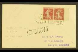 MOROCCO 1930 (8 June) Cover To England, Bearing France 15c Sower Pair Tied By "Casablanca" Cds & Boxed "Le Maroc" Slogan - Sonstige & Ohne Zuordnung