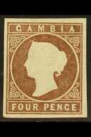 1869 4d Pale Brown No Wmk, SG 2, Mint Lightly Hinged With 4 Margins. Fresh & Attractive. For More Images, Please Visit H - Gambia (...-1964)