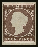 1869-72 4d Pale Brown Imperf, No Wmk, SG 2, Very Fine Unused No Gum With 4 Large Margins & Lovely Original Colour. For M - Gambie (...-1964)