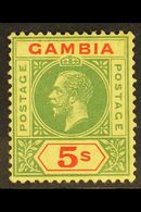 1912-22 5s Green & Red On Pale Yellow, SG 102, Very Fine Mint, Fresh. For More Images, Please Visit Http://www.sandafayr - Gambia (...-1964)