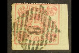 BRUNSWICK 1864 3Sgr Lilac Rose, Roulette 16, Mi 16A, Very Fine Used Corner Copy Showing Part Of The Sheet Margins. For M - Autres & Non Classés