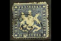 WURTTEMBERG 1861-62 18k Blue LINE ON "U" OF "KREUZER" (Strich Rechts Am "U" In Rechtem "Kreuzer") Plate Flaw, Michel 20y - Autres & Non Classés