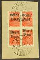 ESTONIA 1941 5k Brown-red, "Eesti Post" Overprint, Mi 5, BLOCK OF FOUR, Superb Used On Piece, With "Krischke" Expertisin - Otros & Sin Clasificación