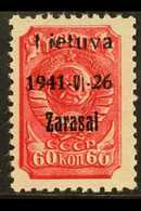 LITHUANIA 60k Lilac Red, Ovptd Zarasai, Type II In Black, Mi 7aIIA, Very Fine NHM. For More Images, Please Visit Http:// - Autres & Non Classés