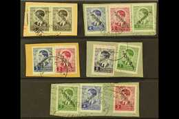 SERBIA 1941 Overprints Values To 6d Fine Used On Pieces With Multiple Frankings. Lovely. (5 Pieces = 12 Stamps) For More - Otros & Sin Clasificación