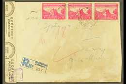 SERBIA 1943-1944 CENSORED COVERS & CARD, Includes 1943 Registered Cover Bearing Official 3d Strip Of 3, Two Covers (one  - Sonstige & Ohne Zuordnung