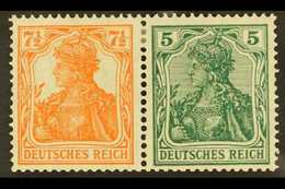 1918-19 7½pf+5pf Germania Horizontal SE-TENANT PAIR, Michel W 6ab, Very Fine Mint, Fresh. (2 Stamps) For More Images, Pl - Other & Unclassified