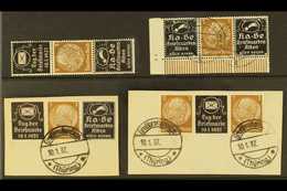 1937 STAMP DAY PRIVATE OVERPRINTS On 3pf Hindenburg Issues, Includes Four Different Horizontal SE-TENANT STRIPS Of 3, Ve - Other & Unclassified