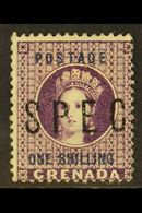 1875 1s Deep Mauve Surcharge With "SPEC(IMEN)" Overprint, SG 13s, Fine Unused No Gum, Fresh & Rare, Only Two Sheets (240 - Granada (...-1974)