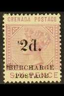 POSTAGE DUE 1892 2d On 6d Mauve, SG D6, Good To Fine Mint, Light Horiz. Crease. For More Images, Please Visit Http://www - Grenada (...-1974)