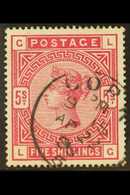 1883-84 GB 5s Rose (SG 180) Used With Superb CORK Cds Of 22 Apr 1898. Lovely. For More Images, Please Visit Http://www.s - Otros & Sin Clasificación