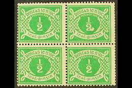 1925 POSTAGE DUE ½d Emerald Green, SG D1, Block Of Four, One Showing Blob On "2" (Hib. PD1a), Fine Mint. For More Images - Other & Unclassified