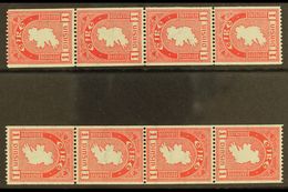 1946 COIL STAMPS 1d Carmine Perf 15 X Imperf, Fine Mint Strips Of Four With Upright And Inverted Watermarks, SG 112c/cw, - Sonstige & Ohne Zuordnung