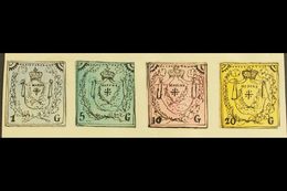 1861 HAND PAINTED STAMPS Unique Miniature Artworks Created By A French "Timbrophile" In 1861. MODENA Four Values Only Va - Non Classés