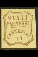 PARMA 1859 10c Brown, Provisional Govt, Variety "Figure 1 Inverted", Sass 14b, Fine Mint Large Part Og. Rare Stamp. For  - Unclassified