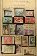 1951-74  WONDERFUL ALL DIFFERENT COLLECTION Displayed And Written Up On Homemade "Parisian" Pages, Fine Mint Or Used Wit - Laos