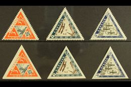 1933 Wounded Airmen Triangular Perforated & Imperforate Sets, Mi 225A/227A & 225B/227B, SG 240A/42A & 240B/42B, Fine Min - Letonia