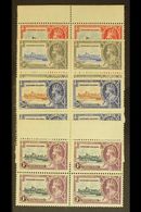 1935 Silver Jubilee Complete Set, SG 88/91, As Mint BLOCKS OF FOUR All Values With Gum Toning And Some With Marks, But N - Leeward  Islands