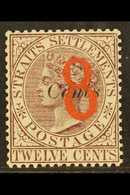 1884 "8" On 8c On 12c Dull Purple, SG 80, Superb Mint Og. For More Images, Please Visit Http://www.sandafayre.com/itemde - Straits Settlements