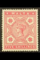 1886 5s Rose, SG 30 Fine Mint For More Images, Please Visit Http://www.sandafayre.com/itemdetails.aspx?s=595580 1886 5s  - Malte (...-1964)