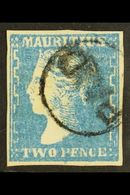 1859 2d Pale Blue, Dardenne Printing, SG 44, Very Fine Used With Large Even Margins, Full Even Colour And Almost Complet - Maurice (...-1967)