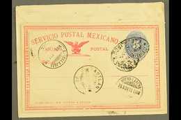 1893 (Nov) Cover Addressed To USA, Bearing (on Reverse) Complete 5c Blue Numeral Postal Stationery CARD ATTACHED INSTEAD - Messico