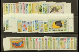 OFFICIALS 1985, 1992 & 1993 "OHMS" Overprints Complete Sets, SG O62/75, O94/105 & O106/20, Never Hinged Mint, Fresh. (41 - Montserrat