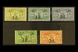 1920-1 1d Surcharges On English Stamps, Plus 2d On 40c French Inscribed Stamps (SG F16), SG 30/4, Very Fine Used (5 Stam - Altri & Non Classificati