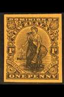 1909 1d Universal Postage (as SG 405 Etc.) - An IMPERF PROOF In Black On Rose Card, Very Fine. For More Images, Please V - Sonstige & Ohne Zuordnung