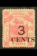 1886 3c On 4c Pink Perf 14, SG 18 Mint With Large Part Gum.  For More Images, Please Visit Http://www.sandafayre.com/ite - Noord Borneo (...-1963)