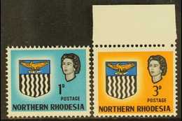 1963 VARIETIES 1d With Shifted Value & 3d Missing Perf Hole From Top Margin, SG 75, 78, Never Hinged Mint (2). For More  - Rhodésie Du Nord (...-1963)