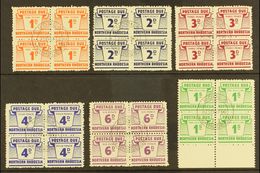 POSTAGE DUES 1963 Set Of 6 Values In Blocks Of 4, SG D5/10, SUPERB USED With Central NDOLA C.d.s. Postmarks (6 Blocks).  - Nordrhodesien (...-1963)