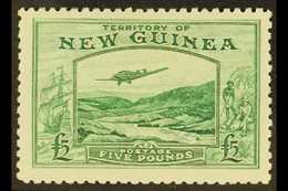 1935 £5 Emerald- Green Air Bulolo Goldfields, SG 205, Mint Lightly Hinged. Fresh & Attractive. For More Images, Please V - Papua Nuova Guinea