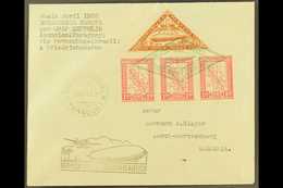 1932 Registered Airmail Cover To Germany Franked 1.50 Postage Strip Of 3 With Triangular 1932 20p Brown Zeppelin Stamp,  - Paraguay