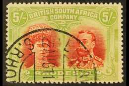 1910-13 5s Scarlet And Pale Yellow- Green Perf 14 Double Head, SG 160, Very Fine Used.  For More Images, Please Visit Ht - Other & Unclassified