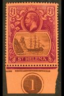 1922 £1 Grey And Purple/red, SG 396, Superb Never Hinged Mint Marginal Plate Number Example. A Gem! For More Images, Ple - Sint-Helena