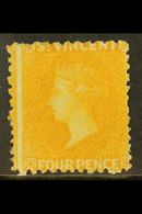 1869 4d Yellow, No Wmk, P11-12½, SG 12, Fine Mint With Original Gum. For More Images, Please Visit Http://www.sandafayre - St.Vincent (...-1979)