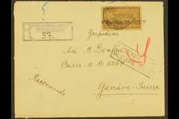 1918 Registered Censored Cover From Corfu Addressed To Switzerland, Bearing France 50c Stamp Tied By Serbian Cyrillic Cd - Servië