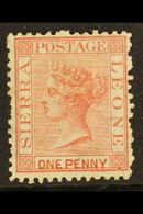 1872-73 1d Rose-red WATERMARK CROWN TO LEFT Variety, SG 7w, Unused No Gum, Small Faults, Fresh Colour. For More Images,  - Sierra Leona (...-1960)