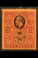 1912-21 £1 Black & Purple On Red With "SPECIMEN" Overprint, SG 128s, Mint Part Gum, Fresh. For More Images, Please Visit - Sierra Leona (...-1960)