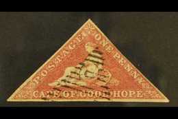 CAPE OF GOOD HOPE 1855-63 1d Deep Rose- Red Triangle, SG 5b, Used With 3 Margins, One Corner With A Slight Bend. Signed  - Sin Clasificación