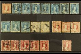 NATAL 1859-63 CLASSIC "CHALON" USED SELECTION That Includes 1859-60 No Wmk P14 1d & 3d X7 (SG 9/10), 1861-62 No Wmk Roug - Sin Clasificación