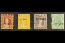 NATAL 1875-76 1d Rose, 1d Yellow, 6d Violet, And 1s Green With "POSTAGE" Overprints (14½mm Without Stop), SG 81/84, Fine - Non Classificati